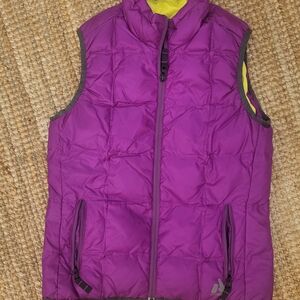 Eddie Bauer Purple Puffer Vest with Yellow Lining